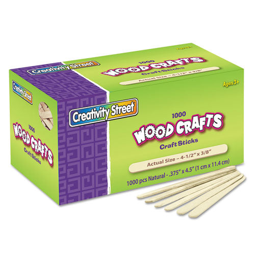 Creativity Street® wholesale. Natural Wood Craft Sticks, 4.5" X 0.38", Wood, Natural, 1,000-box. HSD Wholesale: Janitorial Supplies, Breakroom Supplies, Office Supplies.