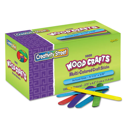 Creativity Street® wholesale. Colored Wood Craft Sticks, 4.5" X 0.38", Wood, Assorted, 1,000-box. HSD Wholesale: Janitorial Supplies, Breakroom Supplies, Office Supplies.