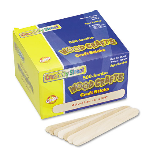 Creativity Street® wholesale. Natural Wood Craft Sticks, Jumbo Size, 6" X 0.75", Wood, Natural, 500-box. HSD Wholesale: Janitorial Supplies, Breakroom Supplies, Office Supplies.