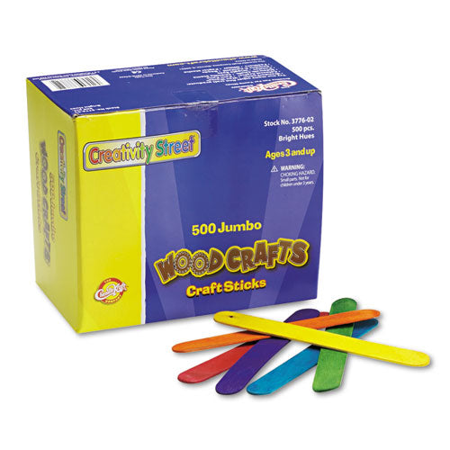 Creativity Street® wholesale. Colored Wood Craft Sticks, Jumbo, 6" X 0.75", Wood, Assorted, 500-box. HSD Wholesale: Janitorial Supplies, Breakroom Supplies, Office Supplies.