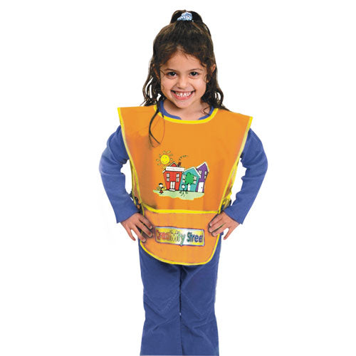Creativity Street® wholesale. Kraft Artist Smock, Fits Kids Ages 3-8, Vinyl, One Size Fits All, Bright Colors. HSD Wholesale: Janitorial Supplies, Breakroom Supplies, Office Supplies.