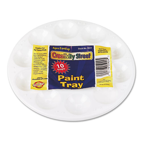 Creativity Street® wholesale. Round Plastic Paint Trays For Classroom, White, 10-pack. HSD Wholesale: Janitorial Supplies, Breakroom Supplies, Office Supplies.