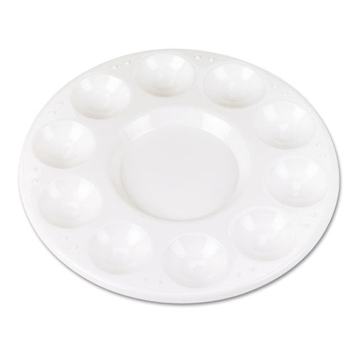 Creativity Street® wholesale. Round Plastic Paint Trays For Classroom, White, 10-pack. HSD Wholesale: Janitorial Supplies, Breakroom Supplies, Office Supplies.