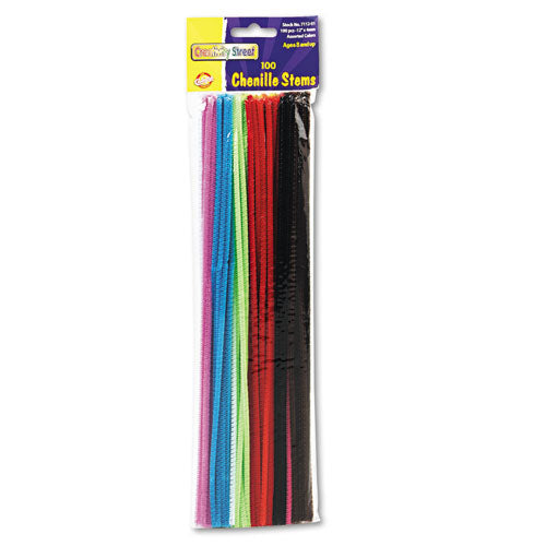 Creativity Street® wholesale. Regular Stems, 12" X 0.16", Metal Wire, Polyester, Assorted, 100-pack. HSD Wholesale: Janitorial Supplies, Breakroom Supplies, Office Supplies.