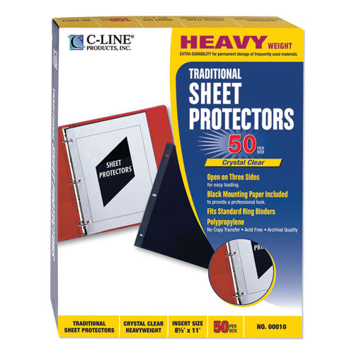 C-Line® wholesale. Traditional Polypropylene Sheet Protectors, Heavyweight, 11 X 8.5, 50-box. HSD Wholesale: Janitorial Supplies, Breakroom Supplies, Office Supplies.