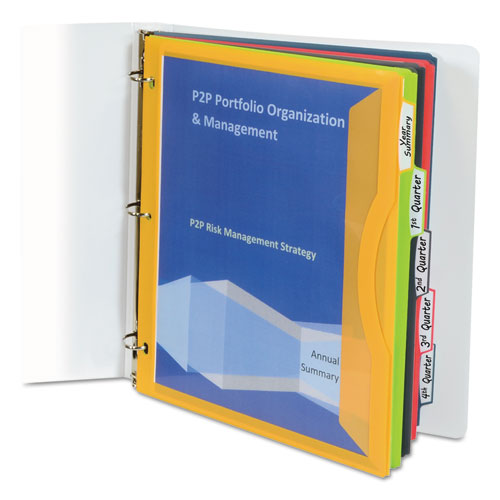 C-Line® wholesale. Binder Pocket With Write-on Index Tabs, 9.88 X 11.38, Assorted, 5-set. HSD Wholesale: Janitorial Supplies, Breakroom Supplies, Office Supplies.