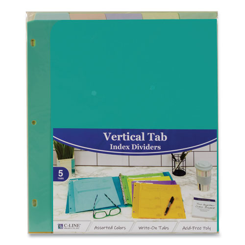 C-Line® wholesale. Index Dividers With Vertical Tab, 5-tab, 11.5 X 10, Assorted, 1 Set. HSD Wholesale: Janitorial Supplies, Breakroom Supplies, Office Supplies.