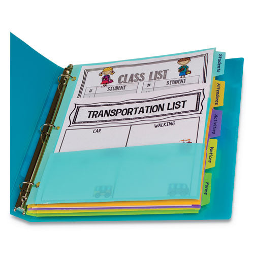 C-Line® wholesale. Index Dividers With Multi-pockets, 5-tab, 11.5 X 10, Assorted, 1 Set. HSD Wholesale: Janitorial Supplies, Breakroom Supplies, Office Supplies.