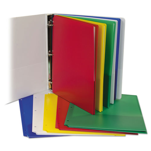 C-Line® wholesale. Two-pocket Heavyweight Poly Portfolio Folder, 3-hole Punch, Letter, Asst, 10-pk. HSD Wholesale: Janitorial Supplies, Breakroom Supplies, Office Supplies.