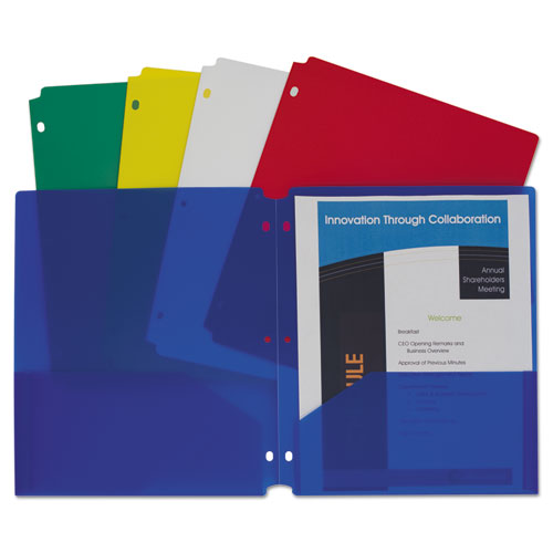 C-Line® wholesale. Two-pocket Heavyweight Poly Portfolio Folder, 3-hole Punch, Letter, Asst, 10-pk. HSD Wholesale: Janitorial Supplies, Breakroom Supplies, Office Supplies.