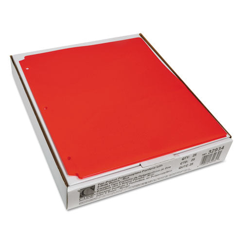 C-Line® wholesale. Two-pocket Heavyweight Poly Portfolio Folder, 3-hole Punch, Letter, Red, 25-box. HSD Wholesale: Janitorial Supplies, Breakroom Supplies, Office Supplies.