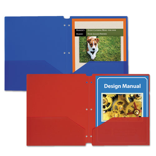 C-Line® wholesale. Two-pocket Heavyweight Poly Portfolio Folder, 3-hole Punch, Letter, Red, 25-box. HSD Wholesale: Janitorial Supplies, Breakroom Supplies, Office Supplies.