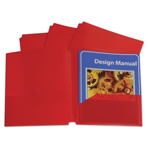 C-Line® wholesale. Two-pocket Heavyweight Poly Portfolio Folder, 3-hole Punch, Letter, Red, 25-box. HSD Wholesale: Janitorial Supplies, Breakroom Supplies, Office Supplies.