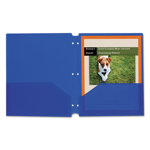 C-Line® wholesale. Two-pocket Heavyweight Poly Portfolio Folder, 3-hole Punch, Letter, Blue, 25-box. HSD Wholesale: Janitorial Supplies, Breakroom Supplies, Office Supplies.