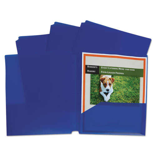 C-Line® wholesale. Two-pocket Heavyweight Poly Portfolio Folder, 3-hole Punch, Letter, Blue, 25-box. HSD Wholesale: Janitorial Supplies, Breakroom Supplies, Office Supplies.