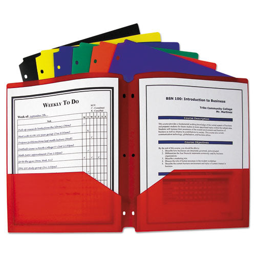 C-Line® wholesale. Two-pocket Heavyweight Poly Portfolio Folder, 3-hole Punch, Letter, Assorted. HSD Wholesale: Janitorial Supplies, Breakroom Supplies, Office Supplies.