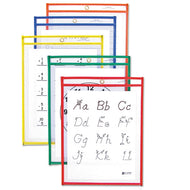 C-Line® wholesale. Reusable Dry Erase Pockets, 9 X 12, Assorted Primary Colors, 10-pack. HSD Wholesale: Janitorial Supplies, Breakroom Supplies, Office Supplies.