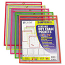 C-Line® wholesale. Reusable Dry Erase Pockets, 9 X 12, Assorted Neon Colors, 10-pack. HSD Wholesale: Janitorial Supplies, Breakroom Supplies, Office Supplies.