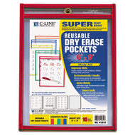 C-Line® wholesale. Reusable Dry Erase Pockets, 6 X 9, Assorted Primary Colors, 10-pack. HSD Wholesale: Janitorial Supplies, Breakroom Supplies, Office Supplies.