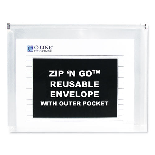 C-Line® wholesale. Zip N Go Reusable Envelope W-outer Pocket, 13 X 10, Clear, 3-pack. HSD Wholesale: Janitorial Supplies, Breakroom Supplies, Office Supplies.