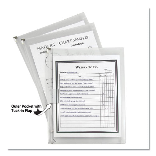 C-Line® wholesale. Zip N Go Reusable Envelope W-outer Pocket, 13 X 10, Clear, 3-pack. HSD Wholesale: Janitorial Supplies, Breakroom Supplies, Office Supplies.