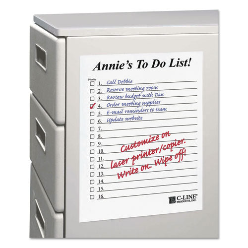 C-Line® wholesale. Peel And Stick Dry Erase Sheets, 8 1-2 X 11, White, 25 Sheets-box. HSD Wholesale: Janitorial Supplies, Breakroom Supplies, Office Supplies.