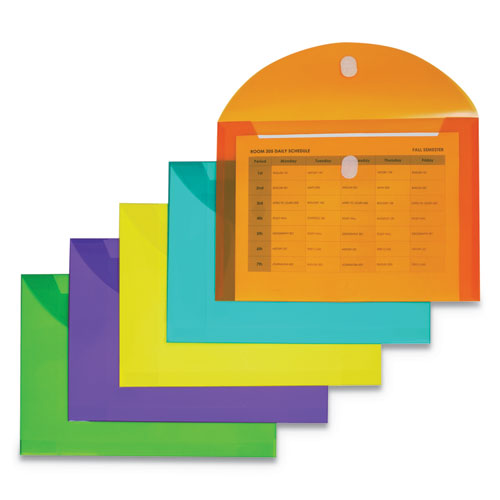 C-Line® wholesale. Reusable Poly Envelope, Hook And Loop Closure, 8.5 X 11, Assorted, 10-pack. HSD Wholesale: Janitorial Supplies, Breakroom Supplies, Office Supplies.