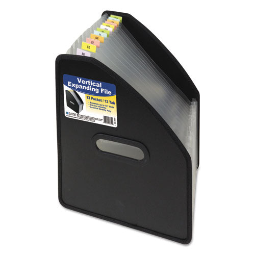 C-Line® wholesale. Vertical Expanding File, 10" Expansion, 13 Sections, 1-13-cut Tab, Letter Size, Black. HSD Wholesale: Janitorial Supplies, Breakroom Supplies, Office Supplies.