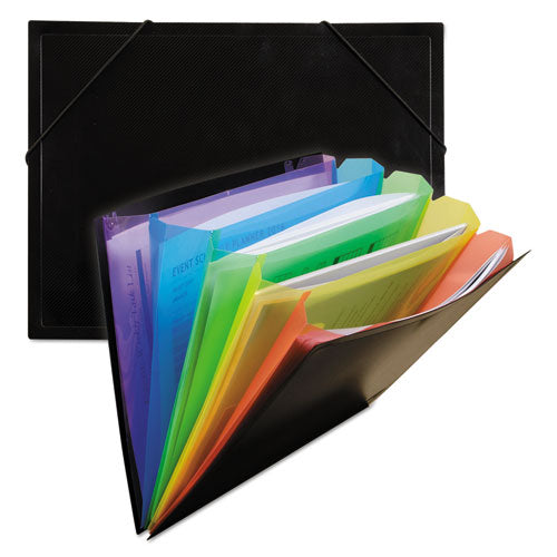C-Line® wholesale. Rainbow Document Sorter-case, 5" Expansion, 5 Sections, Letter Size, Black-multicolor. HSD Wholesale: Janitorial Supplies, Breakroom Supplies, Office Supplies.