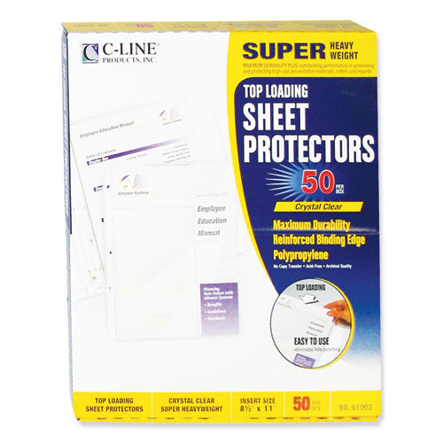 C-Line® wholesale. Super Heavyweight Polypropylene Sheet Protectors, Clear, 2", 11 X 8 1-2, 50-bx. HSD Wholesale: Janitorial Supplies, Breakroom Supplies, Office Supplies.