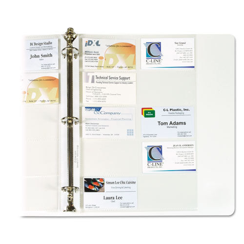 C-Line® wholesale. Business Card Binder Pages, Holds 20 Cards, 8 1-8 X 11 1-4, Clear, 10-pack. HSD Wholesale: Janitorial Supplies, Breakroom Supplies, Office Supplies.