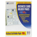 C-Line® wholesale. Business Card Binder Pages, Holds 20 Cards, 8 1-8 X 11 1-4, Clear, 10-pack. HSD Wholesale: Janitorial Supplies, Breakroom Supplies, Office Supplies.
