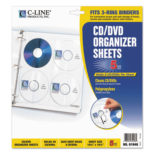 C-Line® wholesale. Deluxe Cd Ring Binder Storage Pages, Standard, Stores 8 Cds, 5-pack. HSD Wholesale: Janitorial Supplies, Breakroom Supplies, Office Supplies.