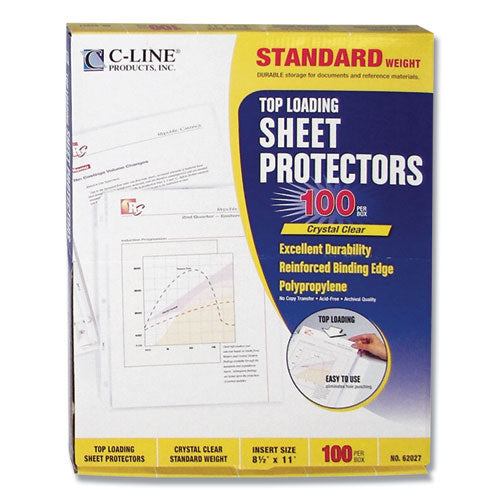 C-Line® wholesale. Standard Weight Polypropylene Sheet Protectors, Clear, 2", 11 X 8 1-2, 100-bx. HSD Wholesale: Janitorial Supplies, Breakroom Supplies, Office Supplies.