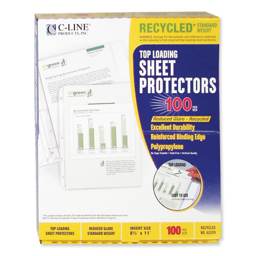 C-Line® wholesale. Recycled Polypropylene Sheet Protectors, Reduced Glare, 2", 11 X 8 1-2, 100-bx. HSD Wholesale: Janitorial Supplies, Breakroom Supplies, Office Supplies.
