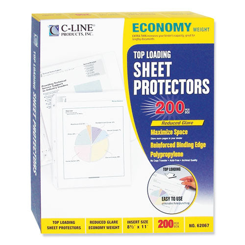 C-Line® wholesale. Economy Weight Poly Sheet Protectors, Reduced Glare, 2", 11 X 8 1-2, 200-bx. HSD Wholesale: Janitorial Supplies, Breakroom Supplies, Office Supplies.