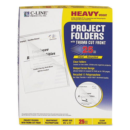 C-Line® wholesale. Poly Project Folders, Letter Size, Clear, 25-box. HSD Wholesale: Janitorial Supplies, Breakroom Supplies, Office Supplies.