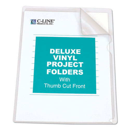 C-Line® wholesale. Deluxe Vinyl Project Folders, Letter Size, Clear, 50-box. HSD Wholesale: Janitorial Supplies, Breakroom Supplies, Office Supplies.