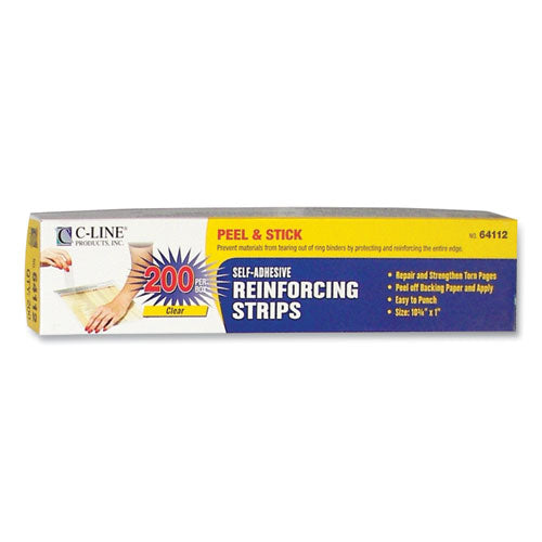 C-Line® wholesale. Self-adhesive Reinforcing Strips, 10 3-4 X 1, 200-box. HSD Wholesale: Janitorial Supplies, Breakroom Supplies, Office Supplies.