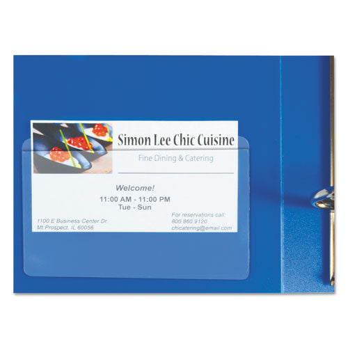 C-Line® wholesale. Self-adhesive Business Card Holders, Top Load, 2 X 3 1-2, Clear, 10-pack. HSD Wholesale: Janitorial Supplies, Breakroom Supplies, Office Supplies.