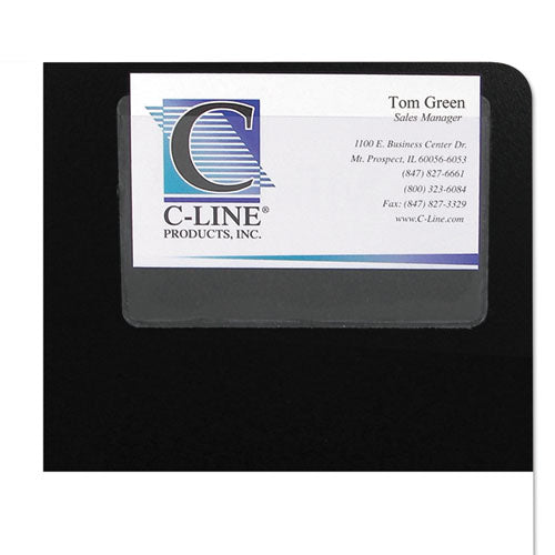 C-Line® wholesale. Self-adhesive Business Card Holders, Top Load, 2 X 3 1-2, Clear, 10-pack. HSD Wholesale: Janitorial Supplies, Breakroom Supplies, Office Supplies.