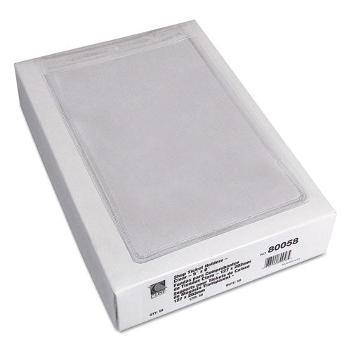C-Line® wholesale. Clear Vinyl Shop Ticket Holders, Both Sides Clear, 25 Sheets, 5 X 8, 50-box. HSD Wholesale: Janitorial Supplies, Breakroom Supplies, Office Supplies.