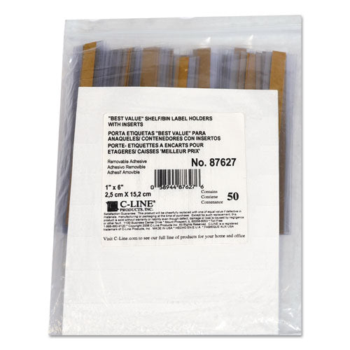 C-Line® wholesale. Self-adhesive Label Holders, Top Load, 1 X 6, Clear, 50-pack. HSD Wholesale: Janitorial Supplies, Breakroom Supplies, Office Supplies.