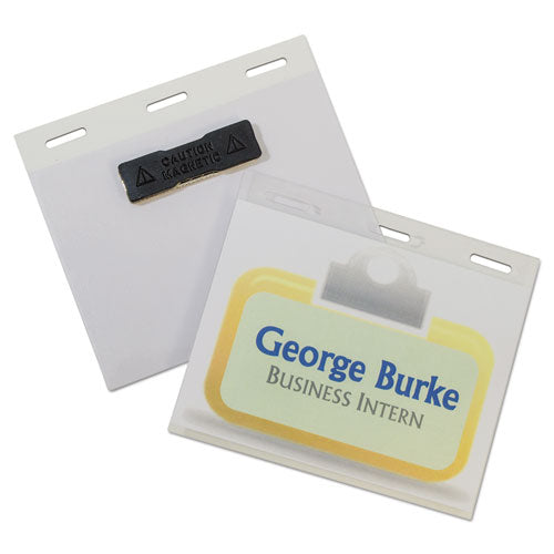 C-Line® wholesale. Self-laminating Magnetic Style Name Badge Holder Kit, 3" X 4", Clear, 20-box. HSD Wholesale: Janitorial Supplies, Breakroom Supplies, Office Supplies.