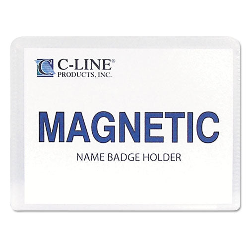 Magnetic Name Badge Holder Kit, Horizontal, 4w X 3h, Clear, 20-box