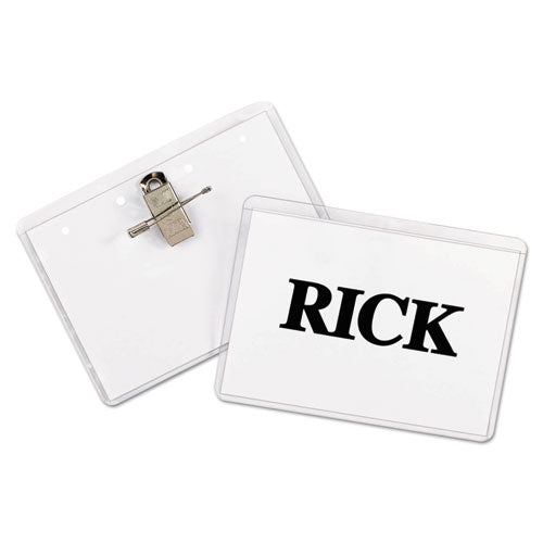 C-Line® wholesale. Name Badge Kits, Top Load, 3 1-2 X 2 1-4, Clear, Combo Clip-pin, 50-box. HSD Wholesale: Janitorial Supplies, Breakroom Supplies, Office Supplies.