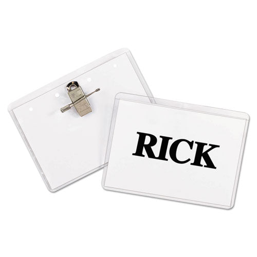 C-Line® wholesale. Name Badge Kits, Top Load, 4 X 3, Clear, Combo Clip-pin, 50-box. HSD Wholesale: Janitorial Supplies, Breakroom Supplies, Office Supplies.