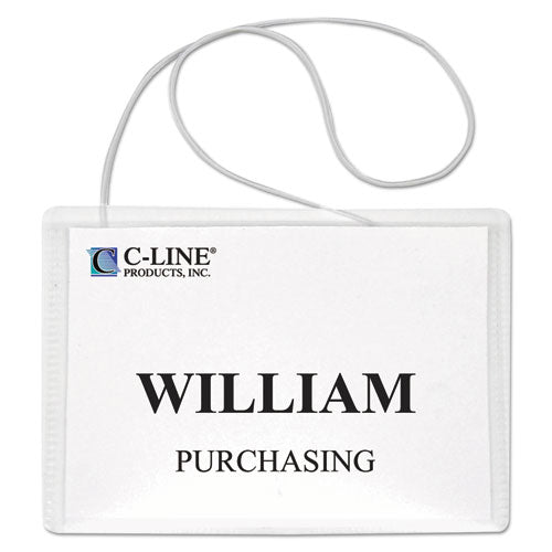 C-Line® wholesale. Name Badge Kits, Top Load, 4 X 3, Clear, Elastic Cord, 50-box. HSD Wholesale: Janitorial Supplies, Breakroom Supplies, Office Supplies.