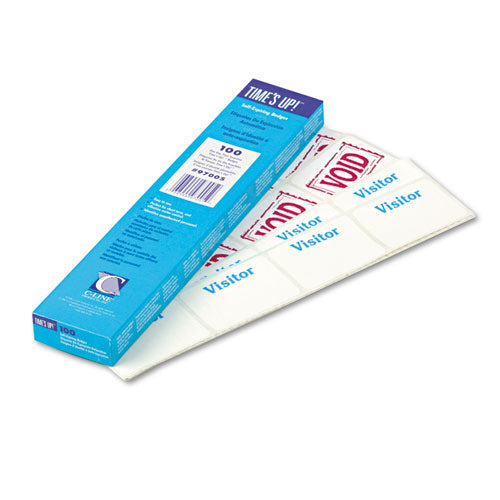 C-Line® wholesale. Time’s Up! Self-expiring Visitor Badges, One-day Badge, 3 X 2, White, 100-box. HSD Wholesale: Janitorial Supplies, Breakroom Supplies, Office Supplies.