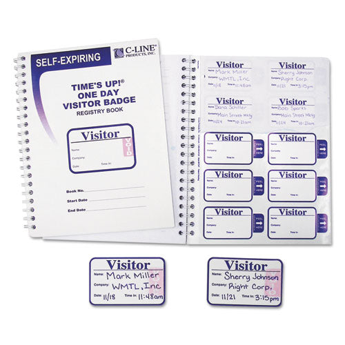 C-Line® wholesale. Time's Up Self-expiring Visitor Badges W-registry Log, 3 X 2, We, 150 Badges-box. HSD Wholesale: Janitorial Supplies, Breakroom Supplies, Office Supplies.